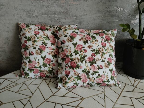 🌸🌿💮Komplet 2 szt poszewki 40x40 cm kwiaty vintage róże klasyczne 100% bawełna HandmadebyAmia