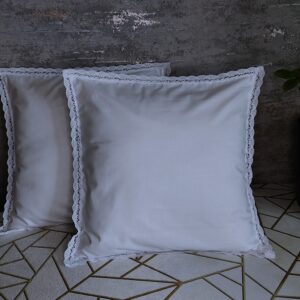 Komplet 2 szt poszewki 40x40 cm białe z koronką eleganckie boho 100% bawełna HandmadebyAmia