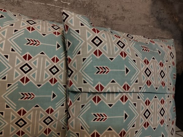 Komplet 2 szt poszewki 40x40 cm geometryczne boho aztec turkus czerwony 100% bawełna HandmadebyAmia