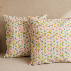 2 szt poszewki 40x40 pastelowe trójkąty geometryczne bawełna HandmadebyAmia