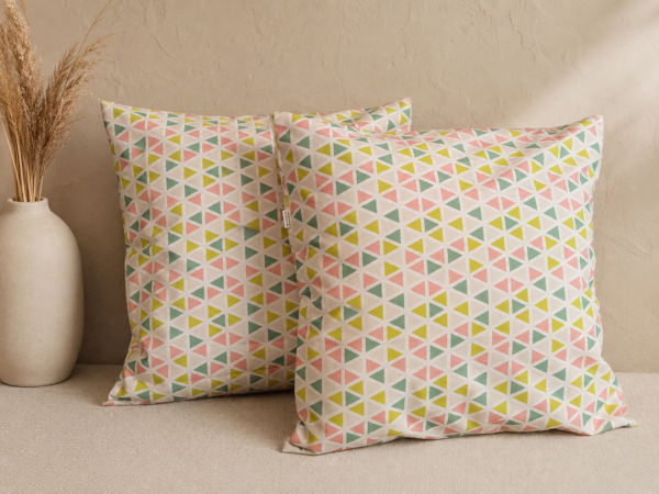 2 szt poszewki 40x40 pastelowe trójkąty geometryczne bawełna HandmadebyAmia