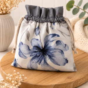 Woreczek bawełniany dwustronny 24x23 cm, wielofunkcyjny, szyty ręcznie – Handmade by Amia