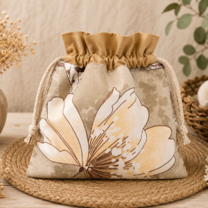Woreczek bawełniany dwustronny 24x23 cm, brazowo-karmelowy, wielofunkcyjny – Handmade by Amia