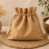 Woreczek bawełniany dwustronny 24x23 cm, brazowo-karmelowy, wielofunkcyjny – Handmade by Amia
