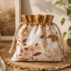 Woreczek bawełniany dwustronny 24x23 cm,  w kwiaty, wielofunkcyjny – Handmade by Amia