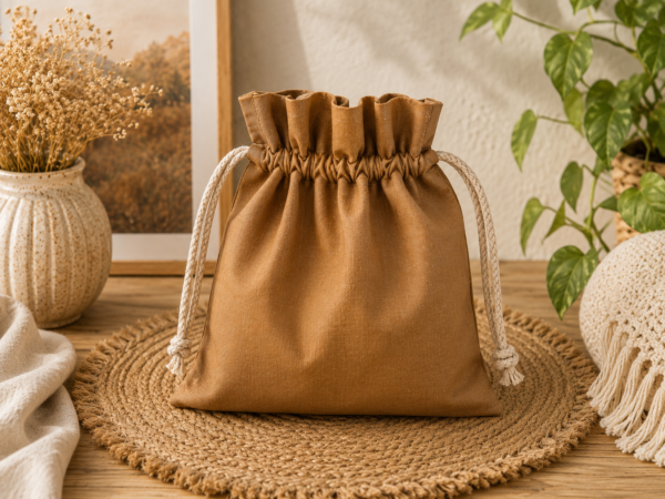 Woreczek bawełniany dwustronny 24x23 cm,  w kwiaty, wielofunkcyjny – Handmade by Amia