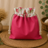 Woreczek bawełniany dwustronny 24x23 cm, różowy w różyczki, wielofunkcyjny – Handmade by Amia