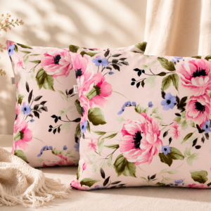 2 szt poszewki 40x40 różowe kwiaty pastelowe bawełna HandmadebyAmia