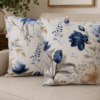 2 szt poszewki 40x40 kwiaty niebieskie beżowe bawełna HandmadebyAmia