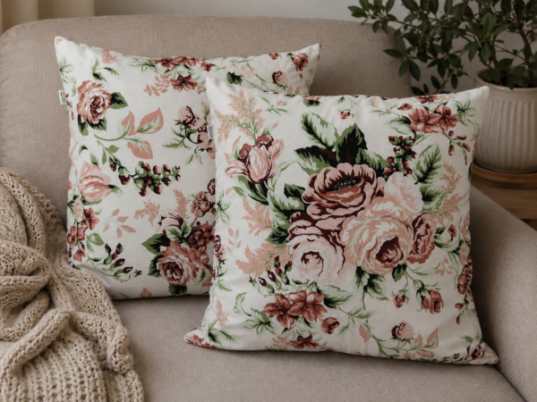 2 szt poszewki 40x40 kwiaty vintage róże bawełna HandmadebyAmia