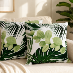 Poszewki 40x40 cm liście tropikalne zielone monstera palma 100% bawełna HandmadebyAmia