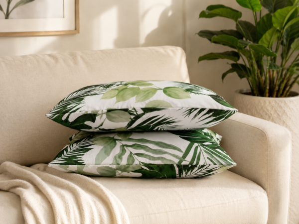 Poszewki 40x40 cm liście tropikalne zielone monstera palma 100% bawełna HandmadebyAmia