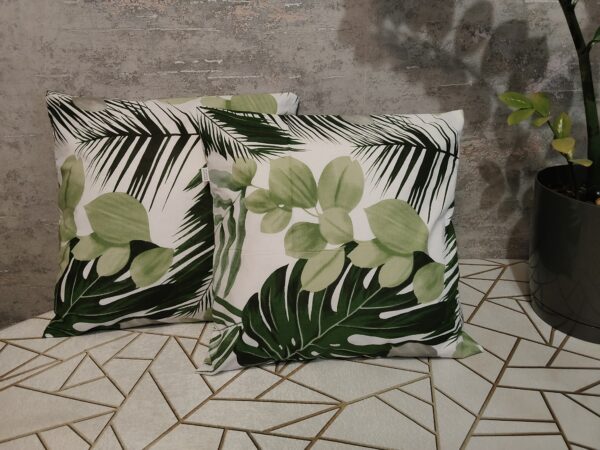 Poszewki 40x40 cm liście tropikalne zielone monstera palma 100% bawełna HandmadebyAmia