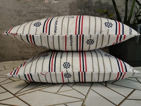 oplus_0 Poszewki 2 szt 40x40 styl marynistyczny paski kotwice bawełna HandmadebyAmia