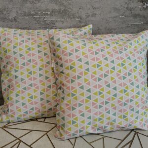 2 szt poszewki 40x40 pastelowe trójkąty geometryczne bawełna HandmadebyAmia