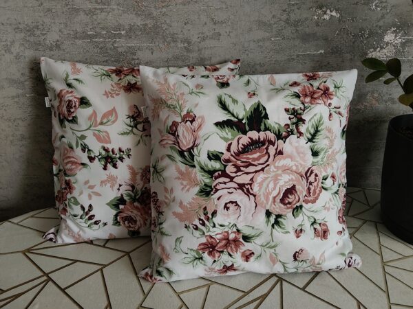 oplus_0 2 szt poszewki 40x40 kwiaty vintage róże bawełna HandmadebyAmia