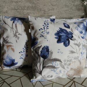 2 szt poszewki 40x40 kwiaty niebieskie beżowe bawełna HandmadebyAmia