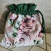 Woreczek bawełniany dwustronny 24x23 cm, zielony w kwiaty, wielofunkcyjny – Handmade by Amia