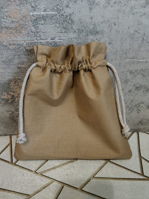 Woreczek bawełniany dwustronny 24x23 cm, brazowo-karmelowy, wielofunkcyjny – Handmade by Amia