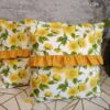2 szt poszewki 40x40 słoneczniki z musztardową falbanką bawełna HandmadebyAmia