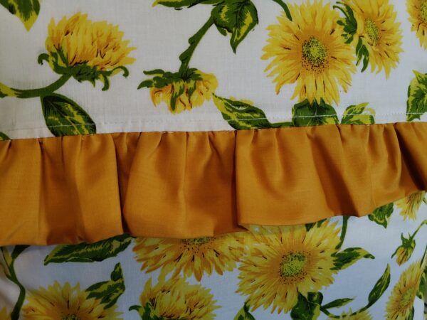 2 szt poszewki 40x40 słoneczniki z musztardową falbanką bawełna HandmadebyAmia