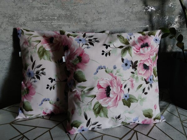 oplus_0 2 szt poszewki 40x40 różowe kwiaty pastelowe bawełna HandmadebyAmia