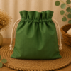 Woreczek bawełniany dwustronny 24x23 cm, zielony z lamami – Handmade by Amia